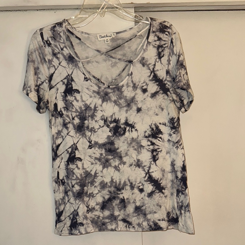 Urban Outfitters Black and White Tie-Dye Women's Top